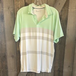 Under Armour HeatGear Golf Polo Men’s Medium White Mint Stripe Performance Shirt